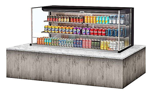 Turbo Air TOM-72L-UF-B-3SI-N 71 7/8" Drop-In Horizontal Open Air Cooler w/ (3) Levels – Black Exterior, 220v/1ph - Donut-Equipment.com