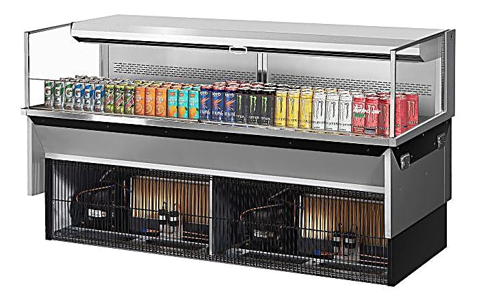 Turbo Air TOM-72L-UF-S-1SI-N 72" Stainless Steel Drop-In Refrigerated Open Display Case Merchandiser w/ (1) Level, 220v/1ph - Donut-Equipment.com