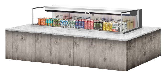 Turbo Air TOM-72L-UF-S-1SI-N 72" Stainless Steel Drop-In Refrigerated Open Display Case Merchandiser w/ (1) Level, 220v/1ph - Bakery Wholesalers