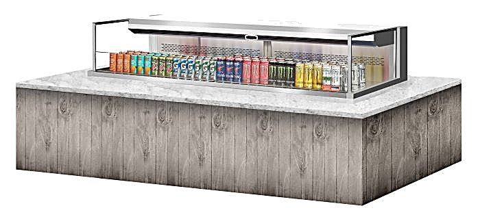 Turbo Air TOM-72L-UF-S-1SI-N 72" Stainless Steel Drop-In Refrigerated Open Display Case Merchandiser w/ (1) Level, 220v/1ph - Donut-Equipment.com