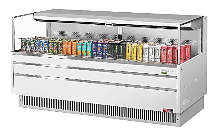 Turbo Air TOM-72L-UF-W-1S-N 70 3/4" White Low Profile Horizontal Open Air Cooler w/ (1) Level – Ultra Front Merchandiser, 220v/1ph - Donut-Equipment.com