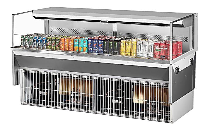 Turbo Air TOM-72L-UF-W-1SI-N 71 7/8" Drop-In Horizontal Open Air Cooler w/ (1) Level – White Exterior, 220v/1ph - Donut-Equipment.com