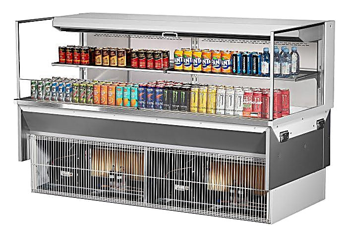 Turbo Air TOM-72L-UF-W-2SI-N 71 7/8" Drop-In Horizontal Open Air Cooler w/ (2) Levels – White Exterior, 220v/1ph - Donut-Equipment.com