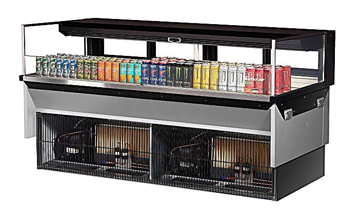 Turbo Air TOM-72L-UFD-B-1SI-N 72" Drop-In Horizontal Open Air Cooler w/ (1) Level – Black Exterior, 220v/1ph - Donut-Equipment.com