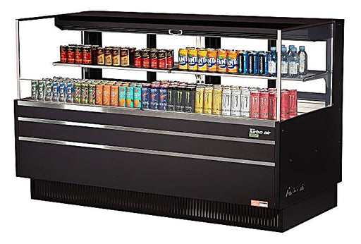 Turbo Air TOM-72L-UFD-B-2S-N 70 3/4" Black Low Profile Horizontal Open Air Cooler w/ (2) Levels – Ultra Front Deluxe Merchandiser, 220v/1ph - Donut-Equipment.com