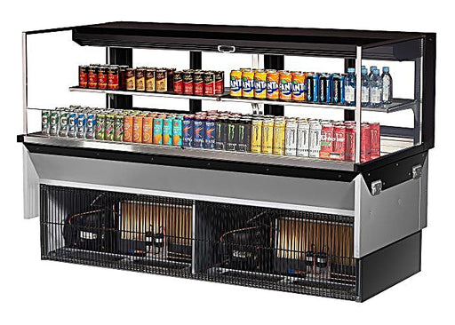 Turbo Air TOM-72L-UFD-B-2SI-N 72" Drop-In Horizontal Open Air Cooler w/ (2) Levels – Black Exterior, 220v/1ph - Donut-Equipment.com
