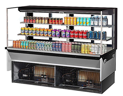 Turbo Air TOM-72L-UFD-B-3SI-N 72" Drop-In Horizontal Open Air Cooler w/ (3) Levels – Black Exterior, 220v/1ph - Donut-Equipment.com