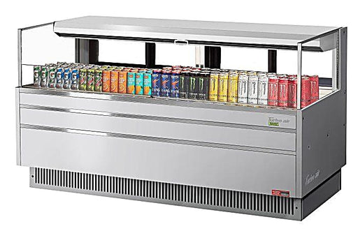 Turbo Air TOM-72L-UFD-S-1S-N 70 3/4" Stainless Steel Low Profile Horizontal Open Air Cooler w/ (1) Level – Ultra Front Deluxe Merchandiser, 220v/1ph - Donut-Equipment.com