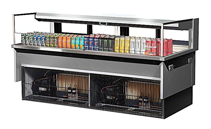 Turbo Air TOM-72L-UFD-S-1SI-N 72" Drop-In Horizontal Open Air Cooler w/ (1) Level – Stainless Steel Exterior, 220v/1ph - Donut-Equipment.com