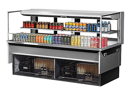Turbo Air TOM-72L-UFD-S-2SI-N 72" Drop-In Horizontal Open Air Cooler w/ (2) Levels – Stainless Steel Exterior, 220v/1ph - Donut-Equipment.com
