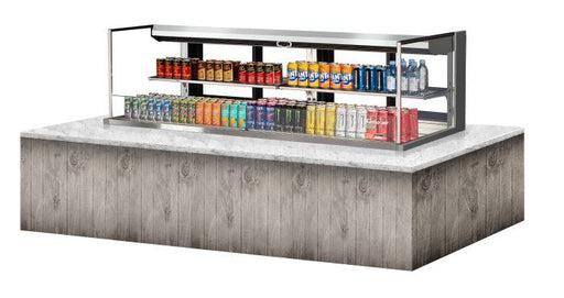 Turbo Air TOM-72L-UFD-S-2SI-N 72" Drop-In Horizontal Open Air Cooler w/ (2) Levels – Stainless Steel Exterior, 220v/1ph - Bakery Wholesalers