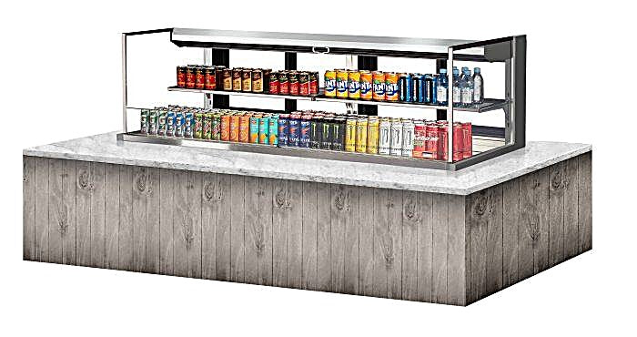 Turbo Air TOM-72L-UFD-S-2SI-N 72" Drop-In Horizontal Open Air Cooler w/ (2) Levels – Stainless Steel Exterior, 220v/1ph - Donut-Equipment.com