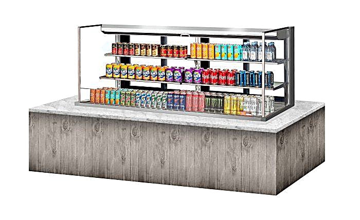 Turbo Air TOM-72L-UFD-W-3SI-N 72" Drop-In Horizontal Open Air Cooler w/ (4) Levels – White Exterior, 220v/1ph - Donut-Equipment.com