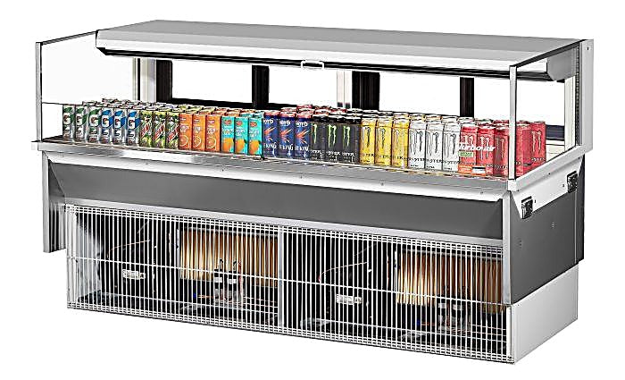 Turbo Air TOM-72L-UFD-W-1SI-N 72" Drop-In Horizontal Open Air Cooler w/ (1) Level – White Exterior, 220v/1ph - Donut-Equipment.com