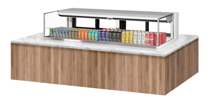 Turbo Air TOM-72L-UFD-W-1SI-N 72" Drop-In Horizontal Open Air Cooler w/ (1) Level – White Exterior, 220v/1ph - Bakery Wholesalers