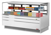 Turbo Air TOM-72L-UFD-W-2S-N 70 3/4" White Low Profile Horizontal Open Air Cooler w/ (2) Levels – Ultra Front Deluxe Merchandiser, 220v/1ph - Donut-Equipment.com