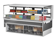 Turbo Air TOM-72L-UFD-W-2SI-N 72" Drop-In Horizontal Open Air Cooler w/ (2) Levels – White Exterior, 220v/1ph - Donut-Equipment.com