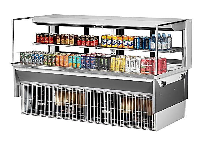 Turbo Air TOM-72L-UFD-W-2SI-N 72" Drop-In Horizontal Open Air Cooler w/ (2) Levels – White Exterior, 220v/1ph - Donut-Equipment.com