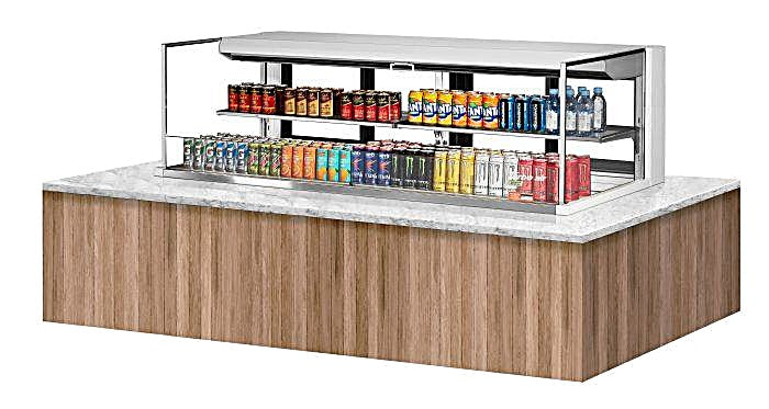 Turbo Air TOM-72L-UFD-W-2SI-N 72" Drop-In Horizontal Open Air Cooler w/ (2) Levels – White Exterior, 220v/1ph - Donut-Equipment.com