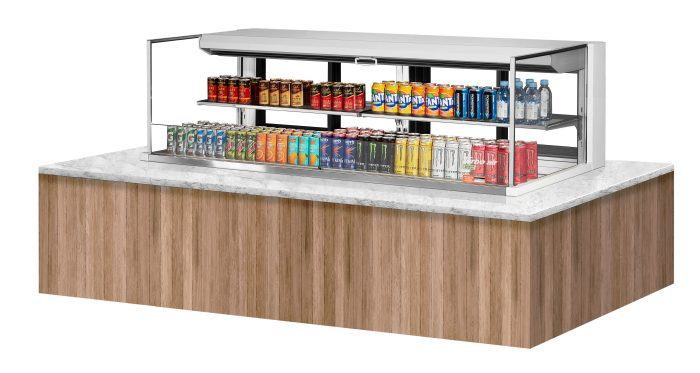 Turbo Air TOM-72L-UFD-W-2SI-N 72" Drop-In Horizontal Open Air Cooler w/ (2) Levels – White Exterior, 220v/1ph - Bakery Wholesalers