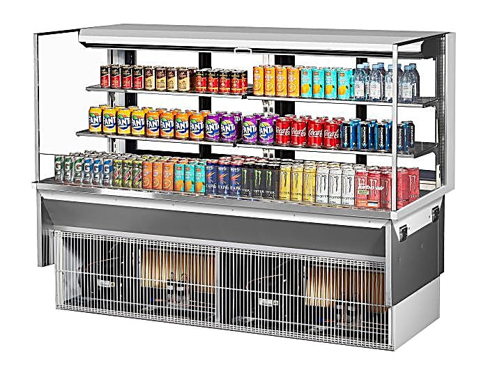 Turbo Air TOM-72L-UFD-W-3SI-N 72" Drop-In Horizontal Open Air Cooler w/ (3) Levels – White Exterior, 220v/1ph - Donut-Equipment.com