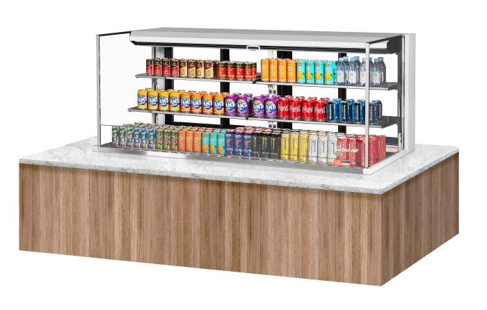 Turbo Air TOM-72L-UFD-W-3SI-N 72" Drop-In Horizontal Open Air Cooler w/ (3) Levels – White Exterior, 220v/1ph - Bakery Wholesalers