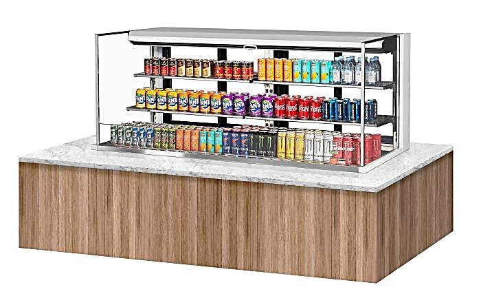Turbo Air TOM-72L-UFD-W-3SI-N 72" Drop-In Horizontal Open Air Cooler w/ (3) Levels – White Exterior, 220v/1ph - Donut-Equipment.com