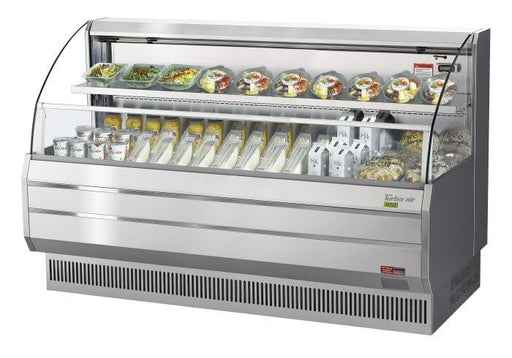 Turbo Air TOM-75LS-N 75" Low Profile Horizontal Open Air Cooler – Stainless Steel Refrigerated Curtain Merchandiser w/ (2) Levels, 115v - Bakery Wholesalers
