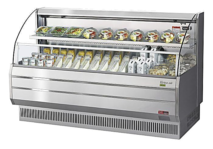 Turbo Air TOM-75LS-N 75" Low Profile Horizontal Open Air Cooler – Stainless Steel Refrigerated Curtain Merchandiser w/ (2) Levels, 115v - Donut-Equipment.com