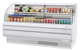 Turbo Air TOM-75LW-N 75 5/8" Horizontal Open Air Cooler w/ (2) Levels – Low Profile Display Merchandiser, White Exterior, 115v - Bakery Wholesalers
