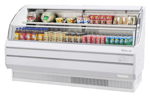 Turbo Air TOM-75LW-N 75 5/8" Horizontal Open Air Cooler w/ (2) Levels – Low Profile Display Merchandiser, White Exterior, 115v - Bakery Wholesalers