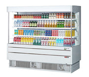 Turbo Air TOM-75MSEW-N 75 1/2" White Narrow Depth Vertical Open Air Cooler / Air Curtain Display Case with (4) Levels, 220v - Donut-Equipment.com