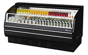 Turbo Air TOM-75SB-SP-N 75 3/4" Black Horizontal Open Air Cooler w/ (3) Levels, Stainless Steel Interior – Slim Line, 115v - Donut-Equipment.com