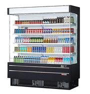 Turbo Air TOM-75SEB-N 76 1/2" Black Narrow Depth Vertical Open Air Cooler / Air Curtain Display Case with (5) Levels, 220v/1ph - Donut-Equipment.com