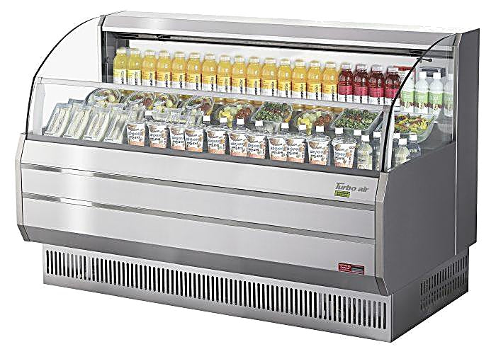 Turbo Air TOM-75SS-N 75 3/4" Slim Line Horizontal Open Air Cooler w/ (3) Shelves – Stainless Steel Exterior, 115v - Donut-Equipment.com
