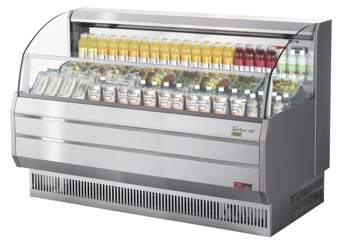 Turbo Air TOM-75SS-N 75 3/4" Slim Line Horizontal Open Air Cooler w/ (3) Shelves – Stainless Steel Exterior, 115v - Bakery Wholesalers
