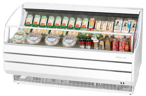 Turbo Air TOM-75SW-N 75 5/8" Slim Line Horizontal Open Air Cooler w/ (3) Levels – White Exterior, 115v - Bakery Wholesalers