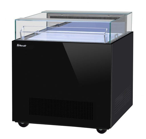 Turbo Air TOS-30NN-B 30" Black Horizontal Open Display Merchandiser / Air Curtain Sandwich and Cheese Display Case – 1 Level, 115v - Bakery Wholesalers