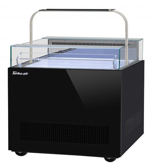 Turbo Air TOS-30NN-D-B 30 1/4" Black Horizontal Open Display Merchandiser / Air Curtain Sandwich and Cheese Display Case – 1 Level, 115v - Bakery Wholesalers