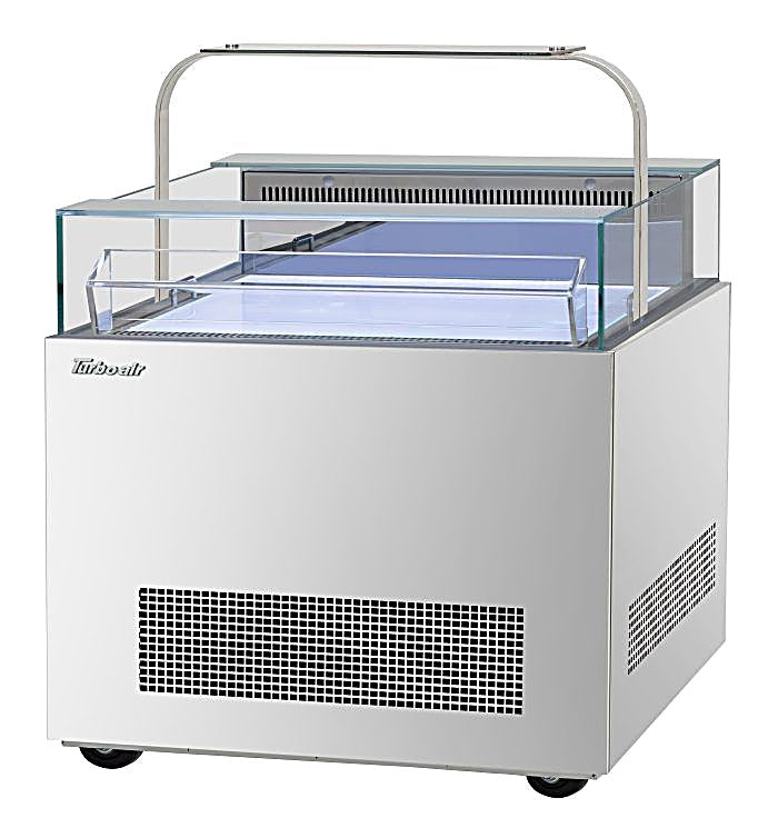 Turbo Air TOS-30NN-D-S 30 1/4" Stainless Steel Horizontal Open Display Merchandiser / Air Curtain Sandwich and Cheese Display Case – 1 Level with Top Shelf, 115v - Donut-Equipment.com