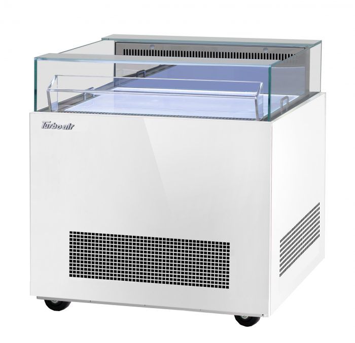 Turbo Air TOS-30NN-W 30" White Horizontal Open Display Merchandiser / Air Curtain Sandwich and Cheese Display Case – 1 Level, 115v - Bakery Wholesalers