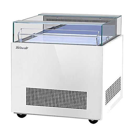 Turbo Air TOS-30NN-W 30" White Horizontal Open Display Merchandiser / Air Curtain Sandwich and Cheese Display Case – 1 Level, 115v - Donut-Equipment.com