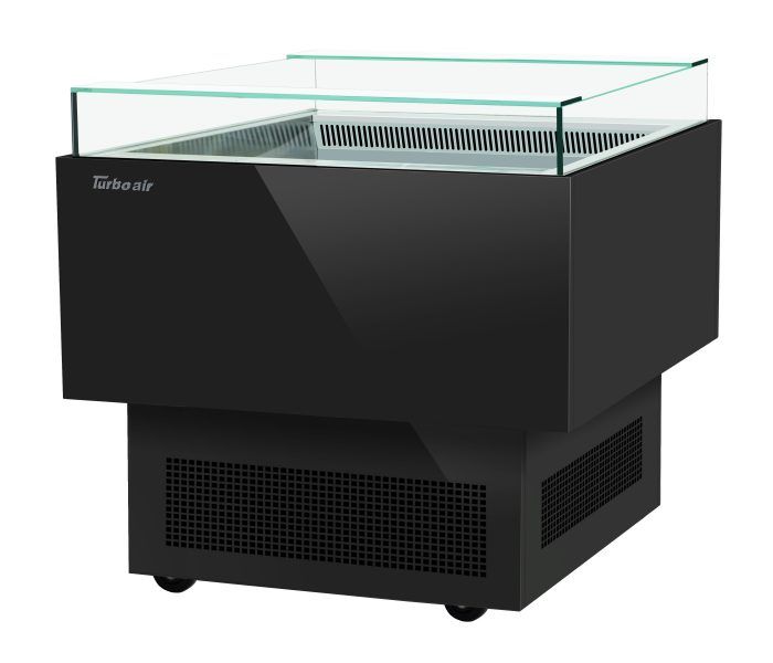 Turbo Air TOS-30PN-B 30" Black Horizontal Open Display Merchandiser / Air Curtain Sandwich and Cheese Display Case – 1 Level, 115v - Bakery Wholesalers