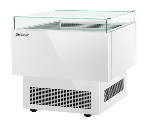 Turbo Air TOS-30PN-W 30" White Horizontal Open Display Merchandiser / Air Curtain Sandwich and Cheese Display Case – 1 Level, 115v - Bakery Wholesalers