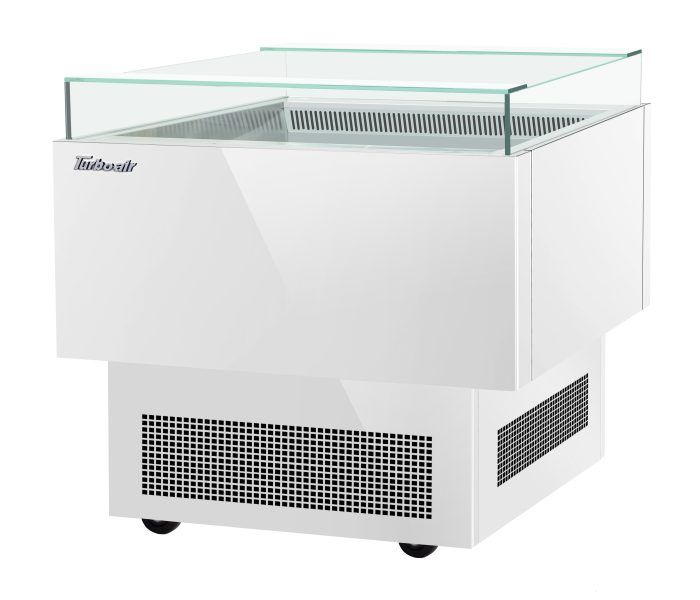Turbo Air TOS-30PN-W 30" White Horizontal Open Display Merchandiser / Air Curtain Sandwich and Cheese Display Case – 1 Level, 115v - Bakery Wholesalers