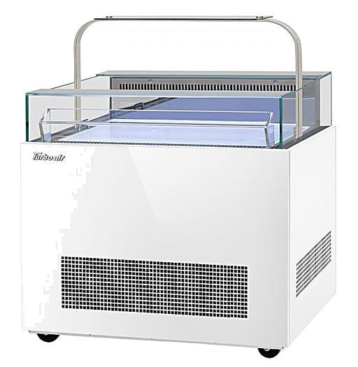 Turbo Air TOS-40NN-D-W 40 1/4" White Horizontal Open Display Merchandiser / Air Curtain Sandwich and Cheese Display Case – 1 Level with Top Shelf, 115v - Donut-Equipment.com