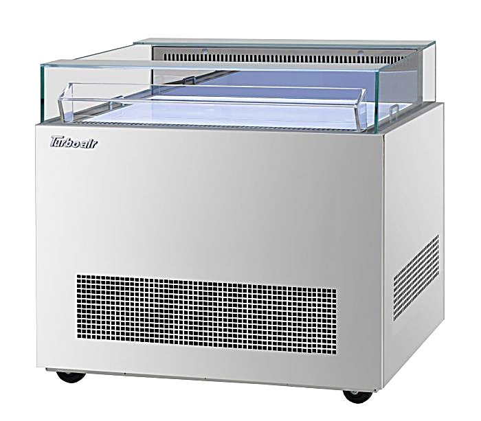 Turbo Air TOS-40NN-S 40 1/4" Stainless Steel Horizontal Open Display Merchandiser / Air Curtain Sandwich and Cheese Display Case – 1 Level, 115v - Donut-Equipment.com
