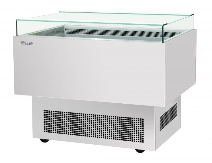 Turbo Air TOS-40PN-S 40" Stainless Steel Horizontal Open Display Merchandiser / Air Curtain Sandwich and Cheese Display Case – 1 Level, 115v - Bakery Wholesalers