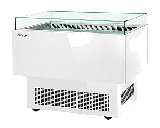 Turbo Air TOS-40PN-W 40" White Horizontal Open Display Merchandiser / Air Curtain Sandwich and Cheese Display Case – 1 Level, 115v - Donut-Equipment.com