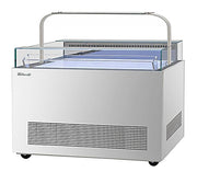 Turbo Air TOS-50NN-D-S 50 1/4" Stainless Steel Horizontal Open Display Merchandiser / Air Curtain Sandwich and Cheese Display Case – 1 Level with Top Shelf, 115v - Donut-Equipment.com